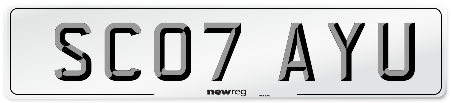 SC07 AYU Number Plate from New Reg
